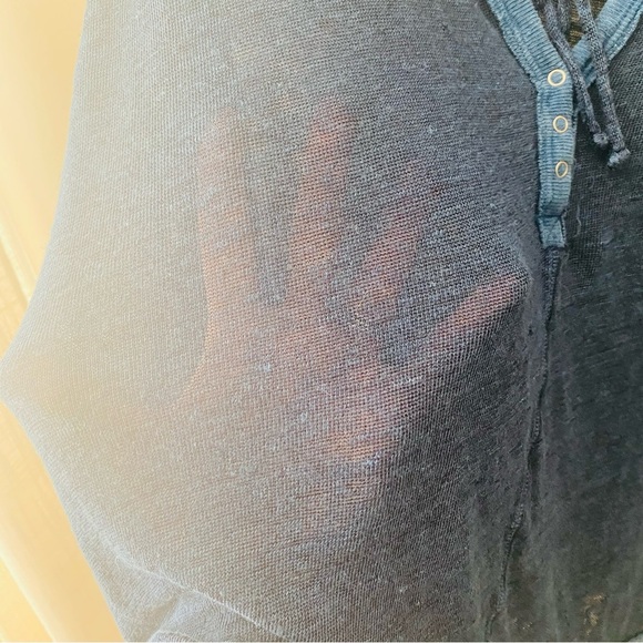 Free People Long Sleeve Top Blue Sz Medium - Picture 10 of 11